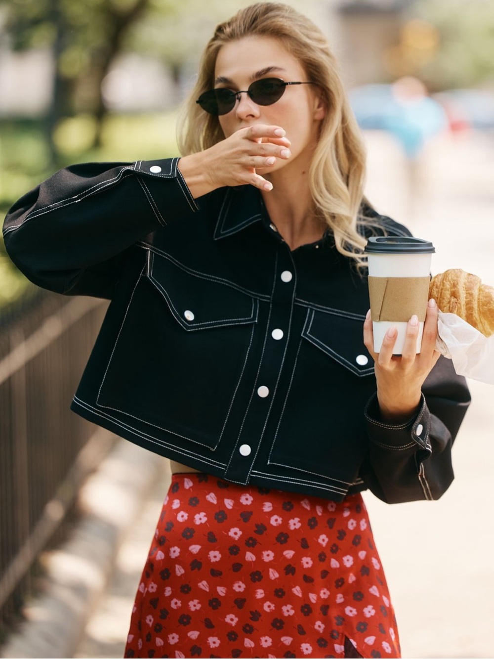 By Anthropologie Ponte Topstitch Plaid Jacket